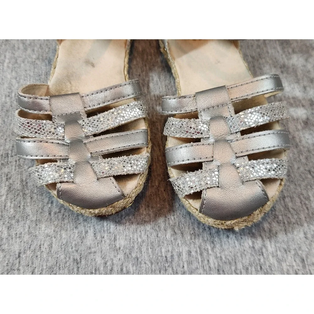 UGG Sandals Toddler Girls 11 Silver Metallic Glitter Espadrille F16018A